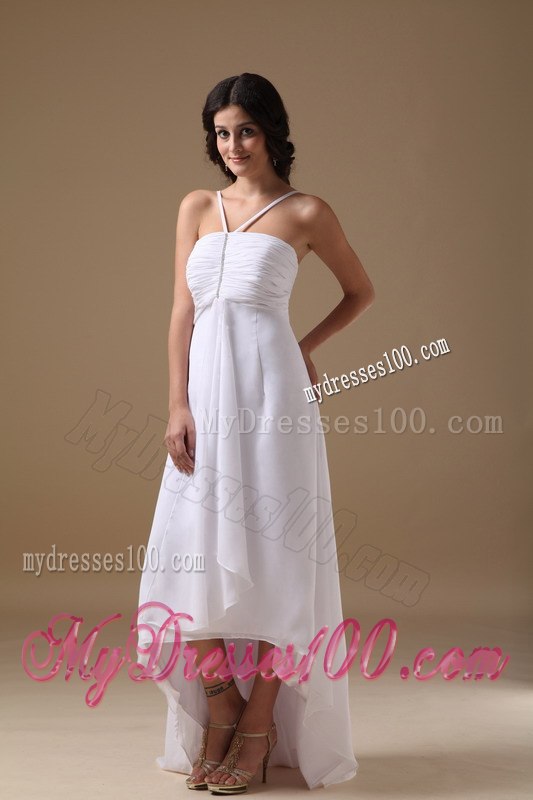 2013 Empire Halter High-low Beading Summer Beach Wedding Dress
