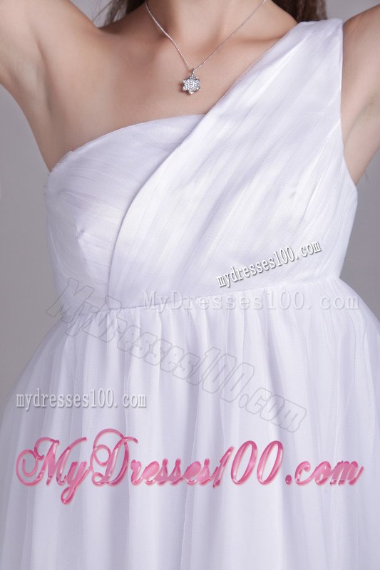 White Empire One Shoulder Ankle-length Ruffles Layers Wedding Dress