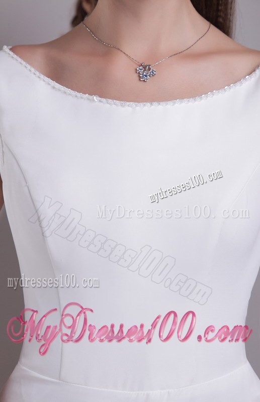 Simple Empire Scoop Brush Train Beading Wedding Dresses for Beach