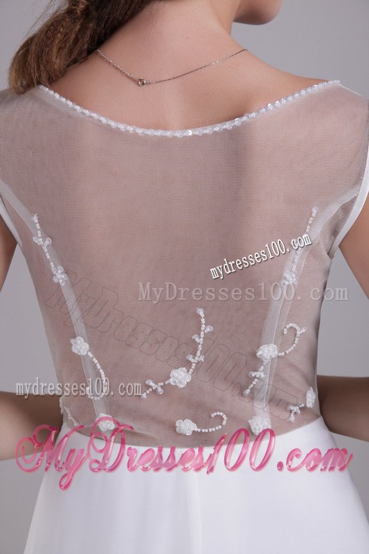 Simple Empire Scoop Brush Train Beading Wedding Dresses for Beach