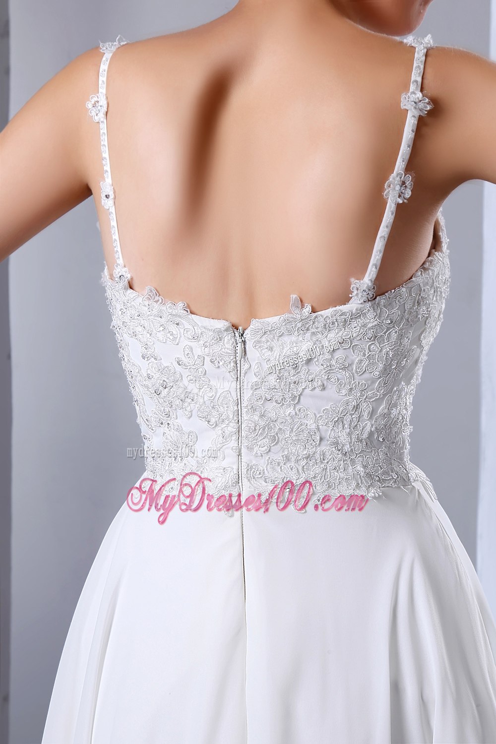 Empire Spaghetti Straps Floor-length Appliques 2013 Beach Wedding Dress