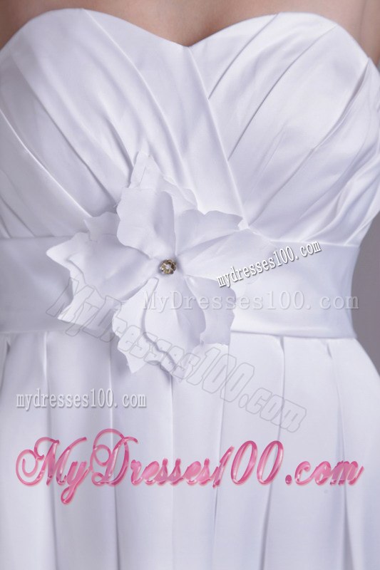 Simple Empire Strapless Ankle-length Hand Made Flower Wedding Dress