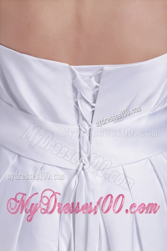 Simple Empire Strapless Ankle-length Hand Made Flower Wedding Dress