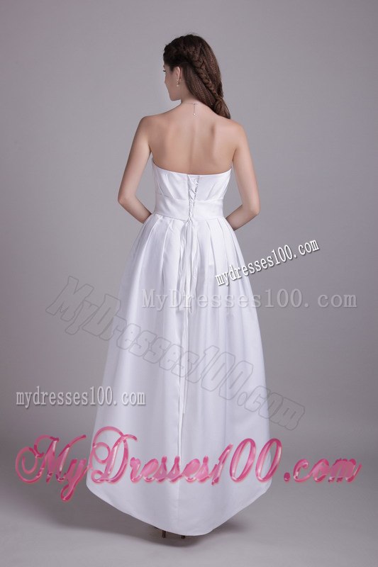 Simple Empire Strapless Ankle-length Hand Made Flower Wedding Dress