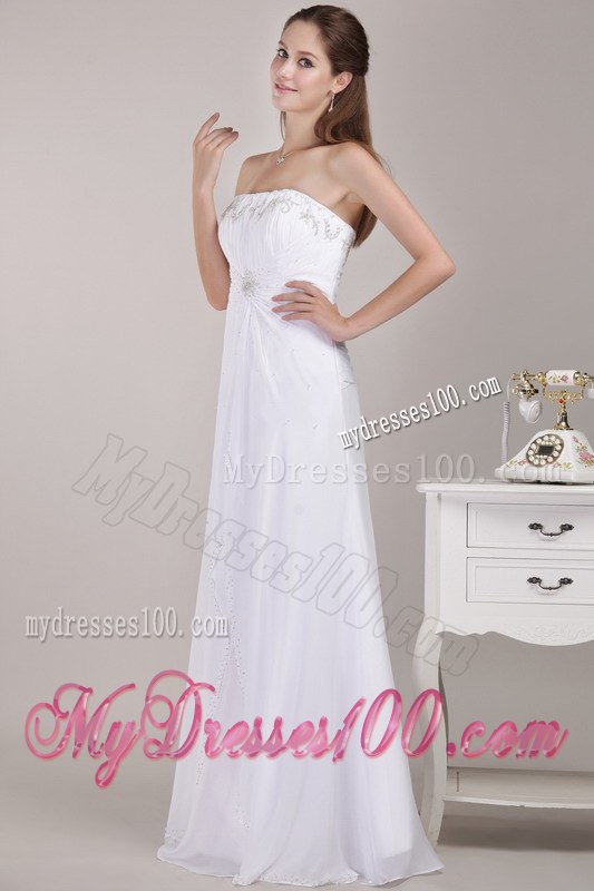 2013 Cheap Empire Strapless Floor-length Beading Wedding Dresses
