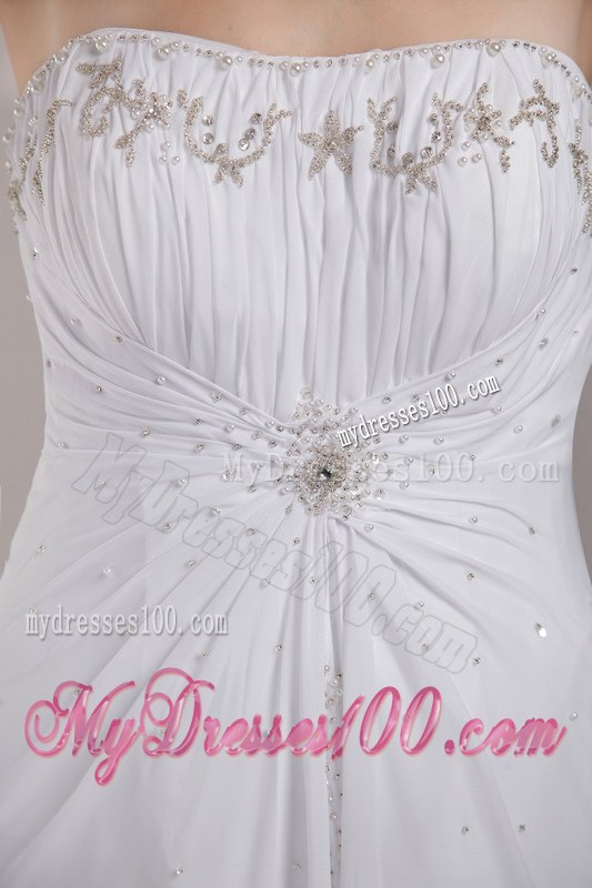 2013 Cheap Empire Strapless Floor-length Beading Wedding Dresses
