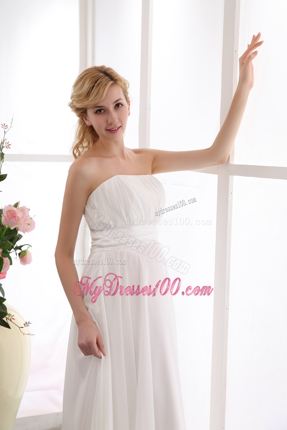 Elegant Empire Strapless Floor-length Ruching 2013 Hall Wedding Dress