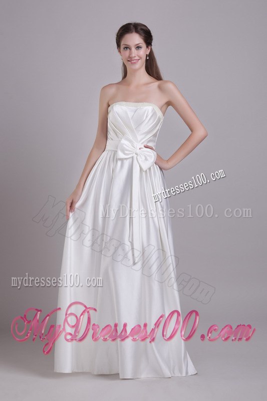 Empire Strapless Floor-length Beading and Bowknot Wedding Dresses
