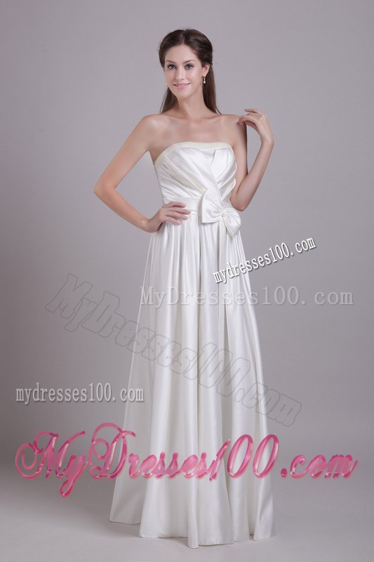 Empire Strapless Floor-length Beading and Bowknot Wedding Dresses