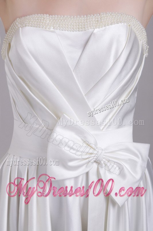 Empire Strapless Floor-length Beading and Bowknot Wedding Dresses
