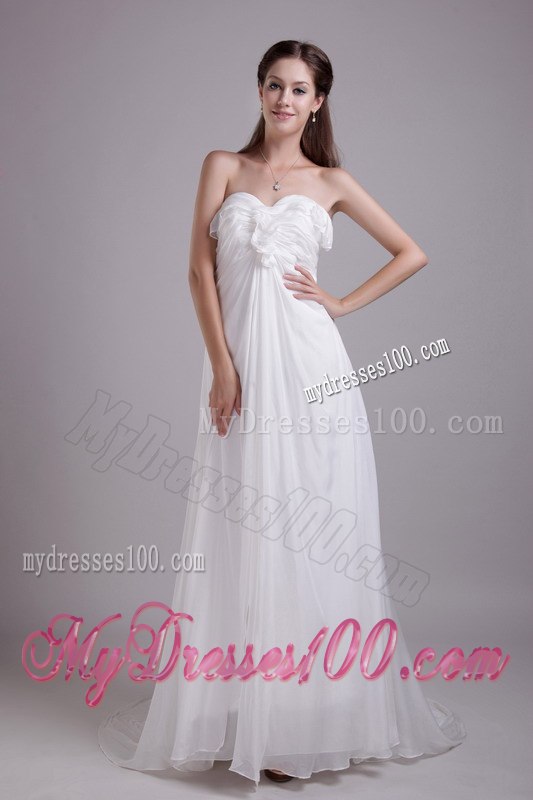 Empire Sweetheart Brush Train Side Zipper Wedding Dresses for Beach
