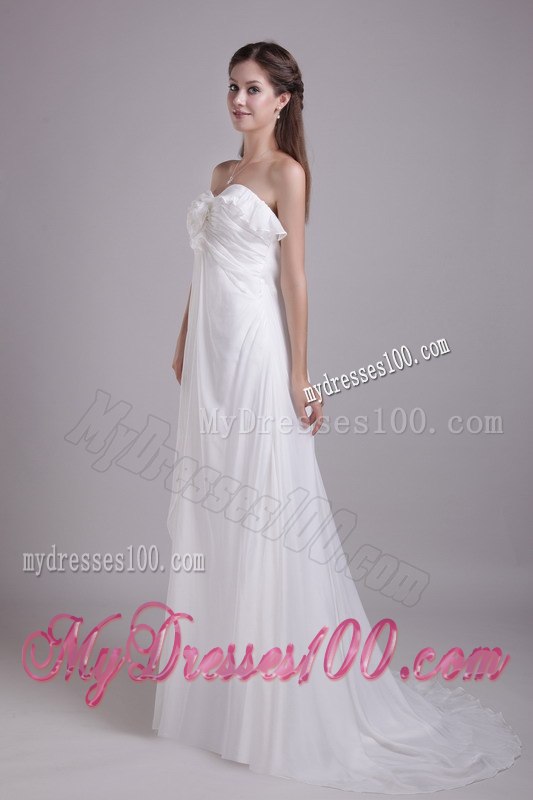 Empire Sweetheart Brush Train Side Zipper Wedding Dresses for Beach