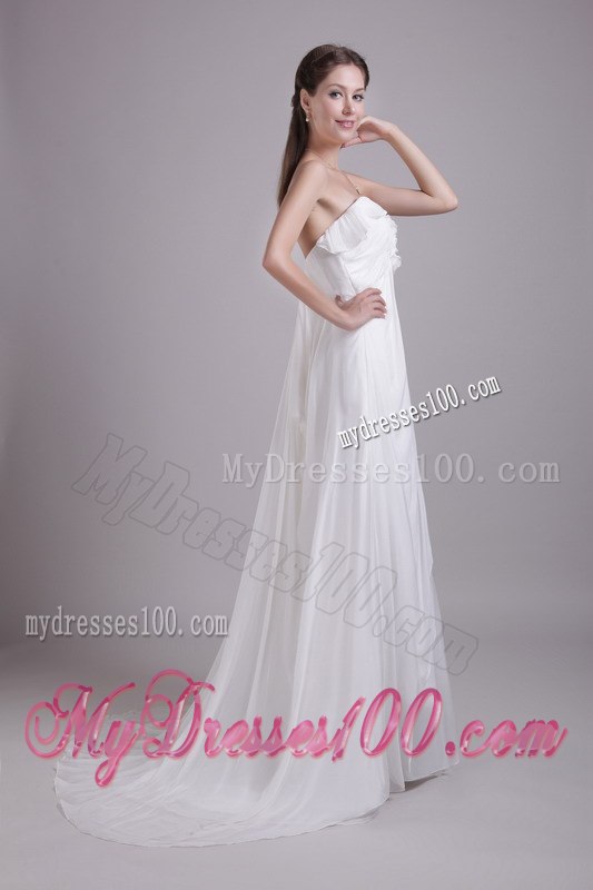 Empire Sweetheart Brush Train Side Zipper Wedding Dresses for Beach