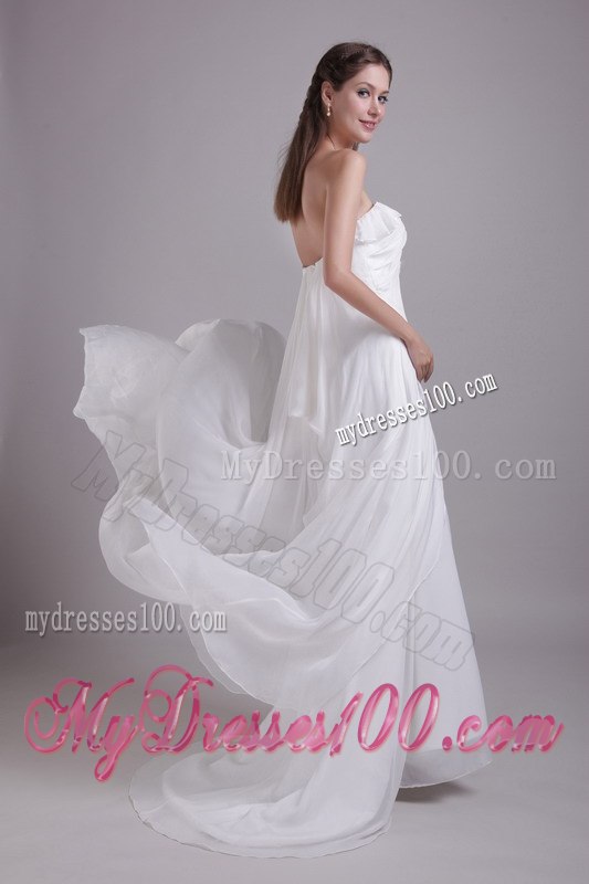 Empire Sweetheart Brush Train Side Zipper Wedding Dresses for Beach