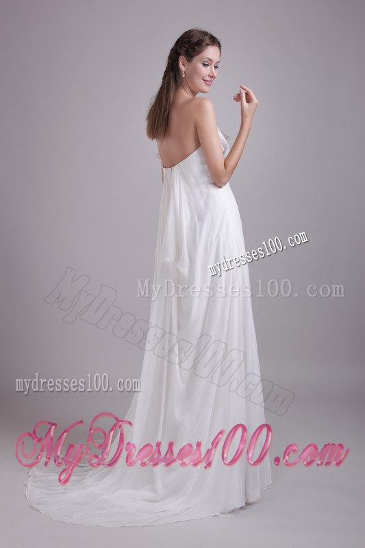Empire Sweetheart Brush Train Side Zipper Wedding Dresses for Beach