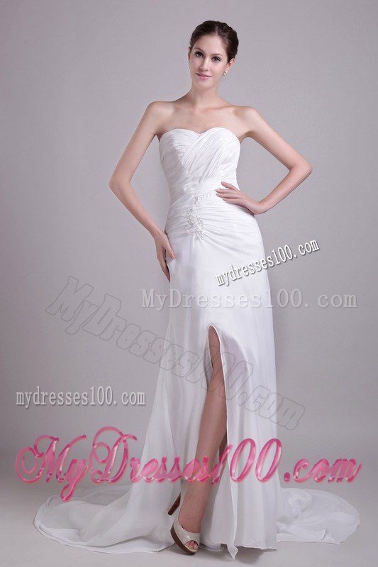2013 Perfect Empire Sweetheart Court Train Appliques Wedding Dresses