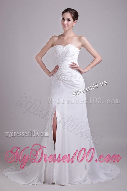 2013 Perfect Empire Sweetheart Court Train Appliques Wedding Dresses