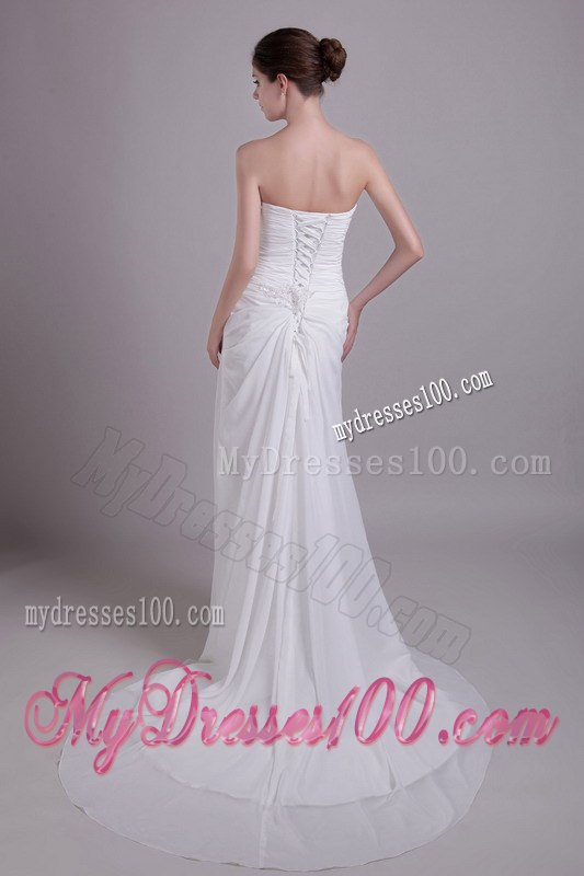 2013 Perfect Empire Sweetheart Court Train Appliques Wedding Dresses