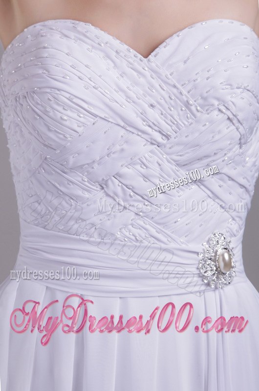 Elegant Empire Sweetheart Court Train Beading Beach Wedding Dresses