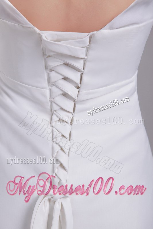 Elegant Empire V-neck Brush Train Beading Beach Wedding Dresses