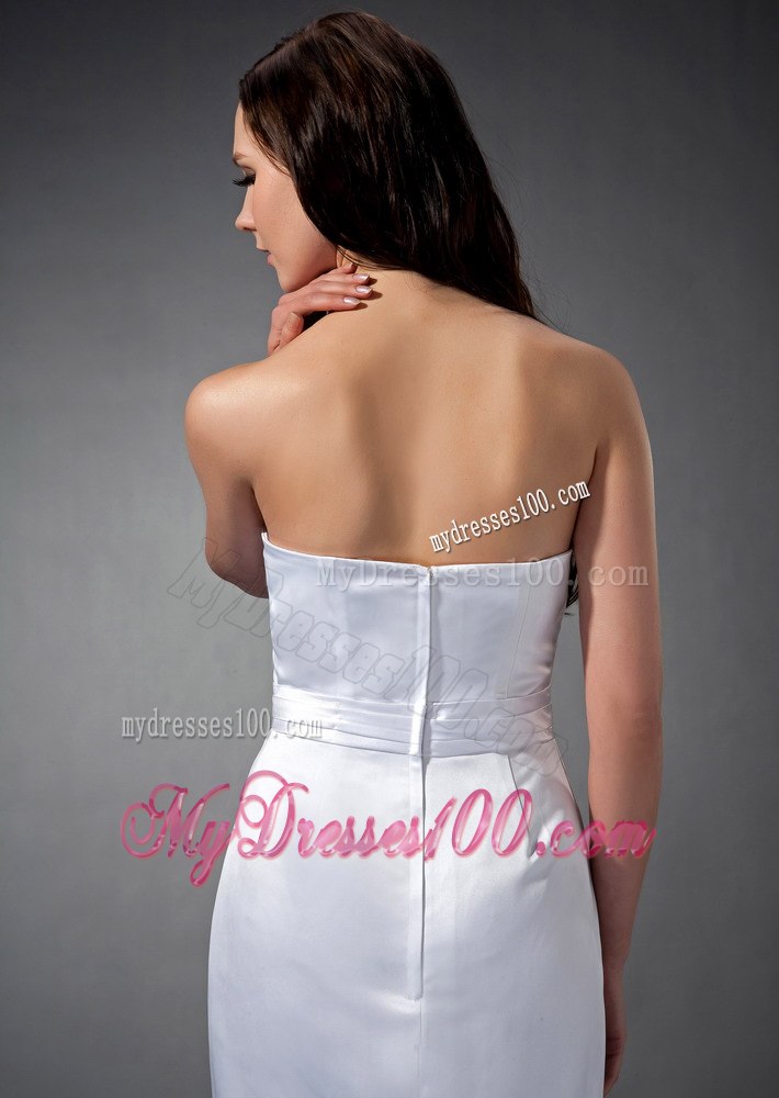 2013 Simple Mermaid Strapless Tea-length Ruching Hall Wedding Dress
