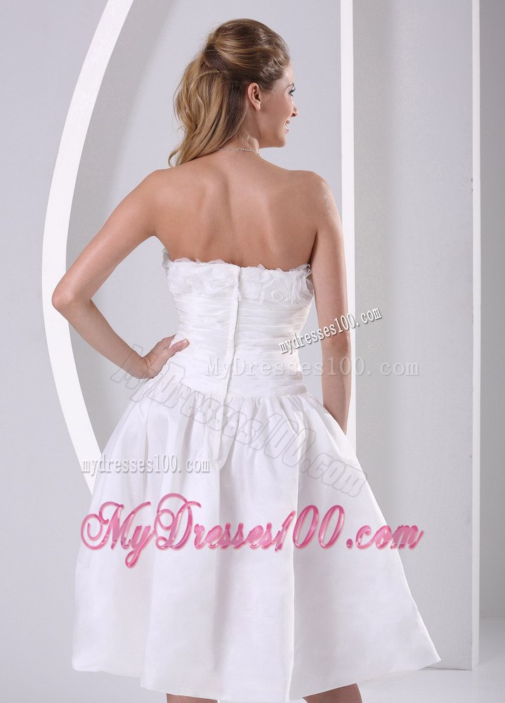 Wholesale Strapless Ruched Tea-length Wedding Dress For Beach