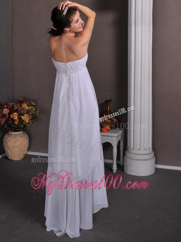 2013 Simple Summer Empire Strapless High-low Appliques Wedding Dress