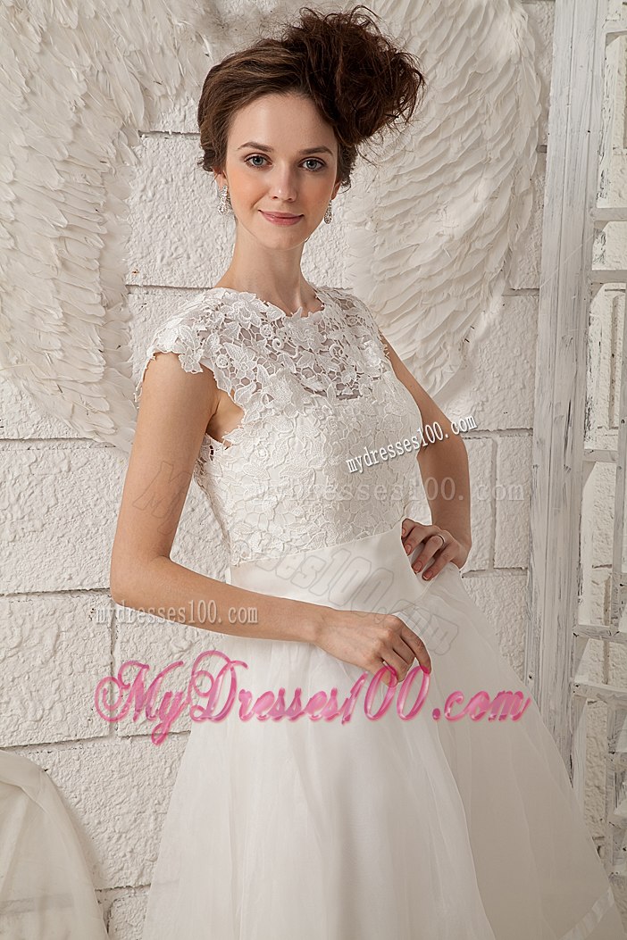 2013 Summer Lovely Scoop Tea-length Beach Wedding Dress