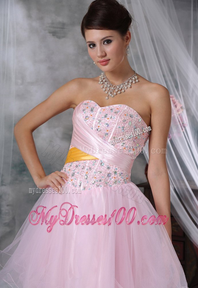 Beaded Decorate Up Bodice Baby Pink Mini-length Cocktail Dress