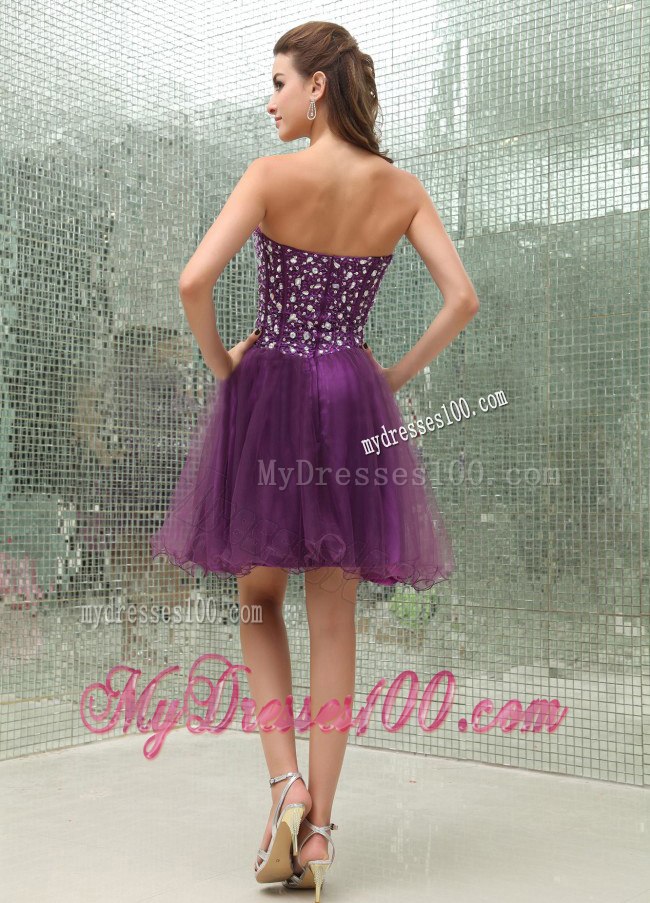 Beaded Bodice and Sweetheart For Purple Cocktail Dress for Party
