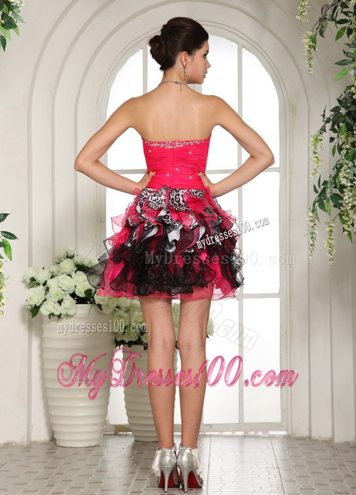 Beaded Sweetheart Cocktail Dress For Custom Made Hot Pink and Black