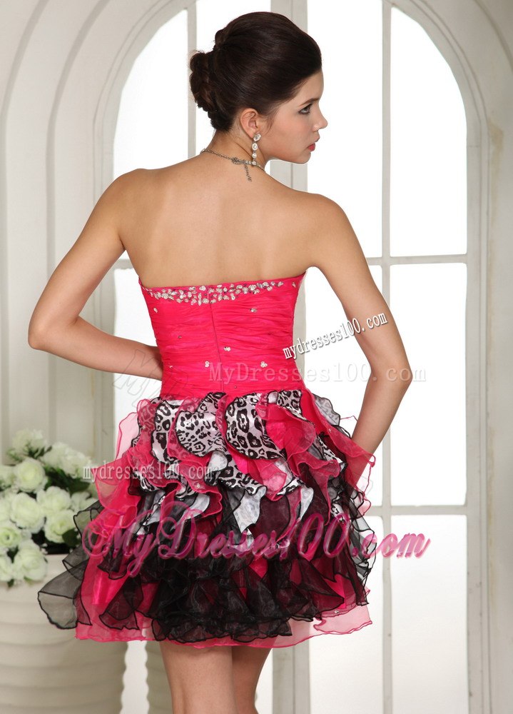 Beaded Sweetheart Cocktail Dress For Custom Made Hot Pink and Black