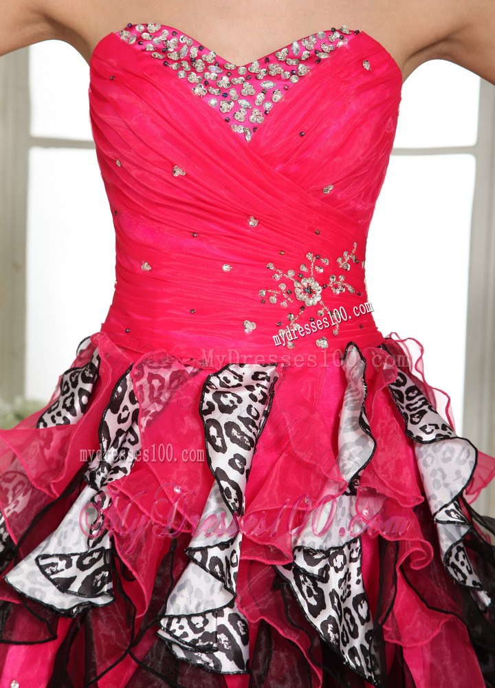 Beaded Sweetheart Cocktail Dress For Custom Made Hot Pink and Black