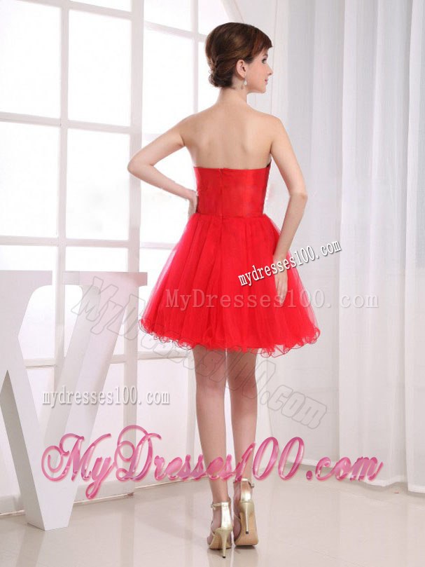 Fashion Beading Sweetheart Mini-length Red Cocktail Dress