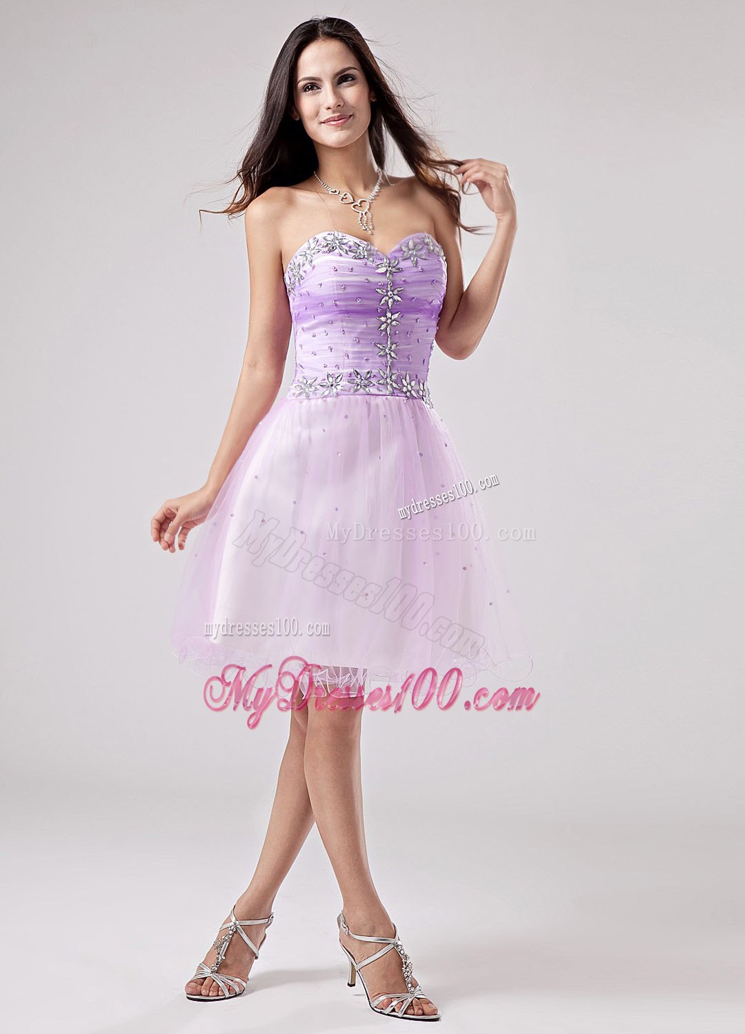 Lavender Prom Cocktail Dress Beaded Decorate Bust Sweetheart 2013