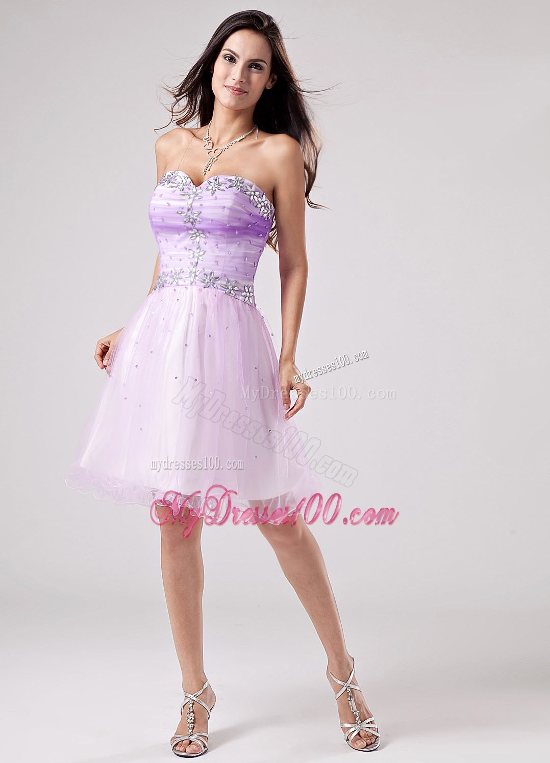 Lavender Prom Cocktail Dress Beaded Decorate Bust Sweetheart 2013