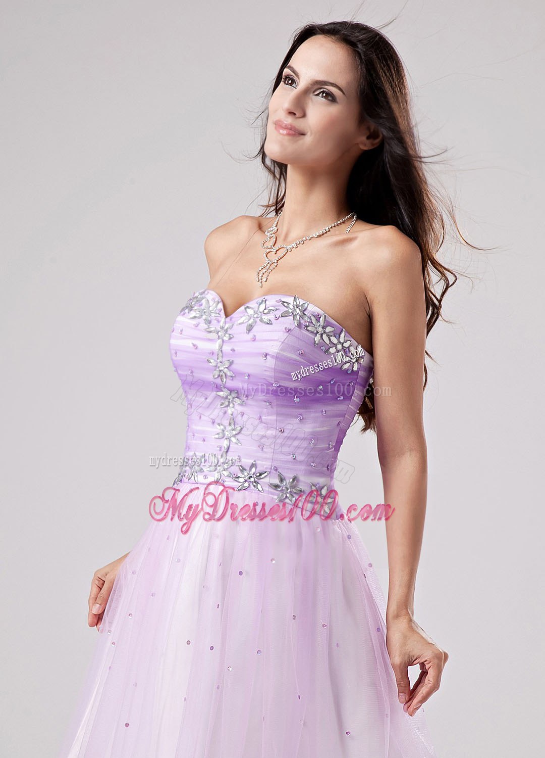 Lavender Prom Cocktail Dress Beaded Decorate Bust Sweetheart 2013