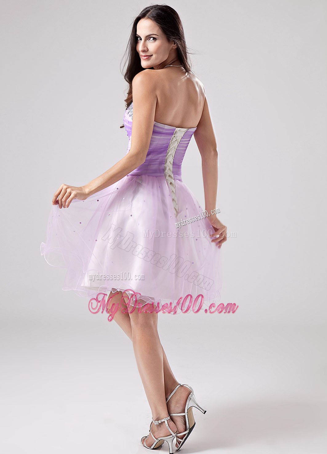 Lavender Prom Cocktail Dress Beaded Decorate Bust Sweetheart 2013