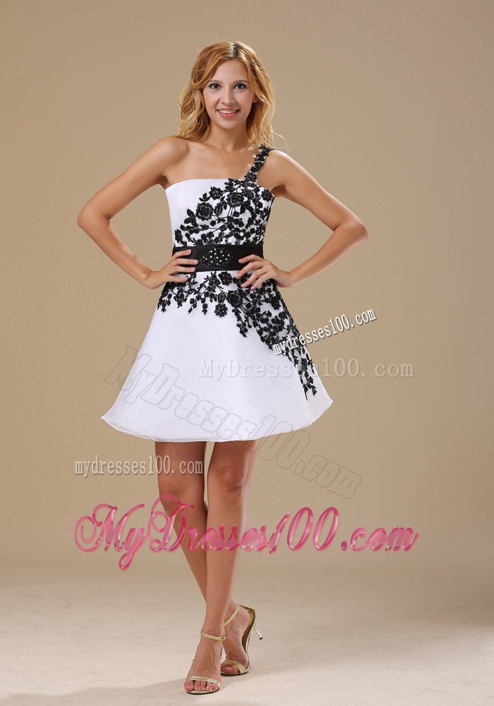 Embroidery Decorate Bodice One Shoulder White Cocktail Dress 2013
