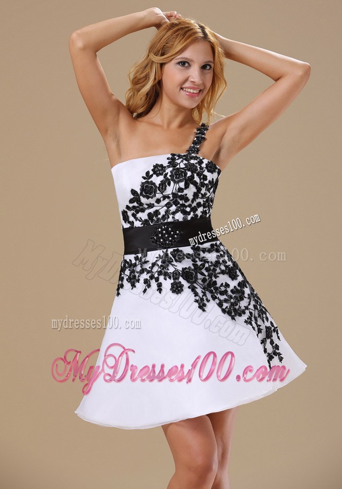 Embroidery Decorate Bodice One Shoulder White Cocktail Dress 2013
