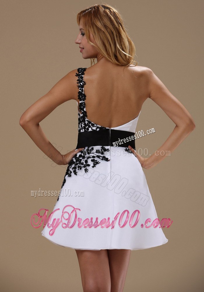 Embroidery Decorate Bodice One Shoulder White Cocktail Dress 2013