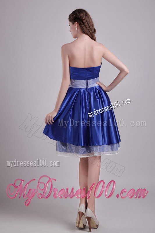 Blue Strapless Bowknot Short Prom Cocktail Dress On Sale 2014