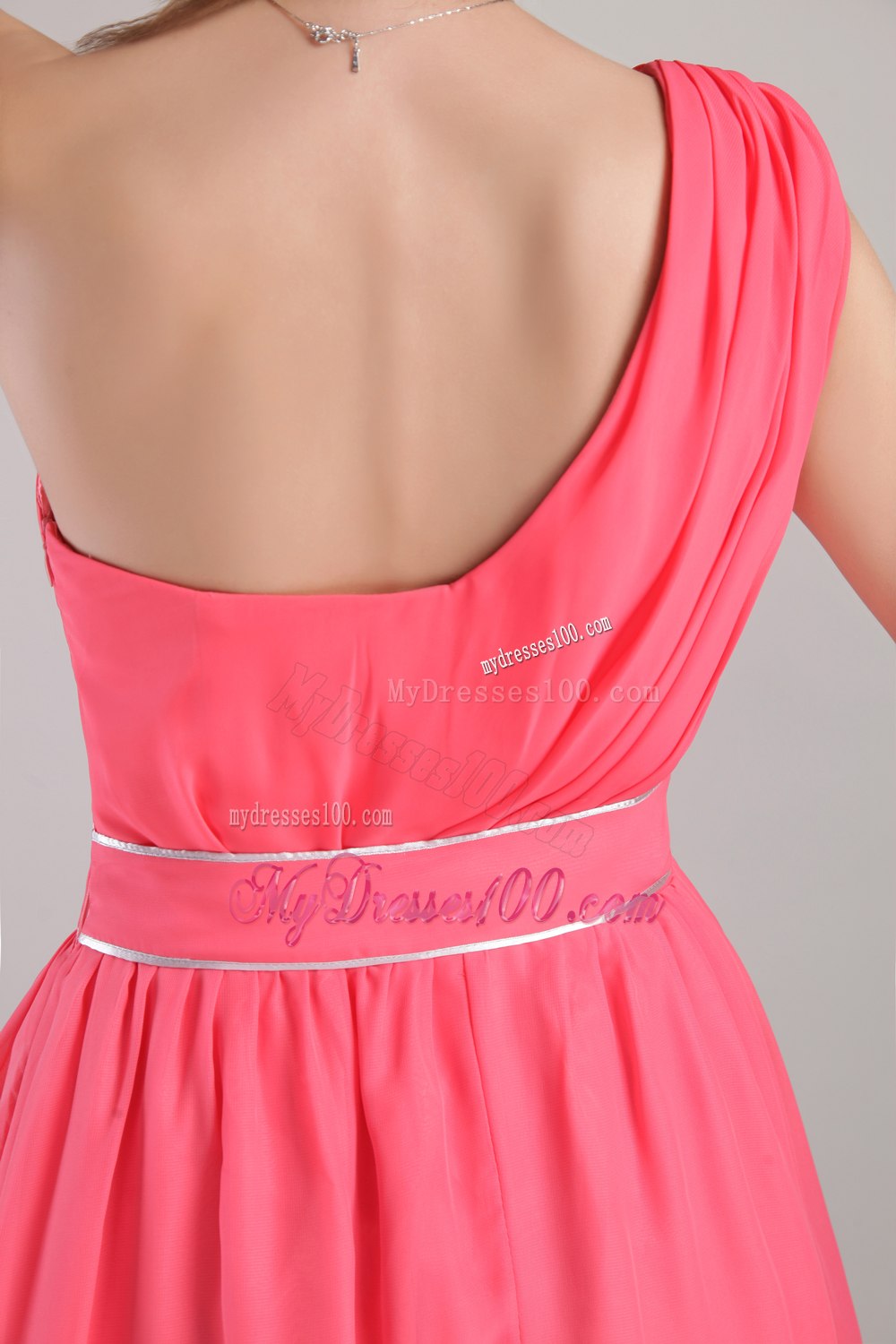 2013 Coral Red One Shoulder Mini-length Prom Cocktail Dress