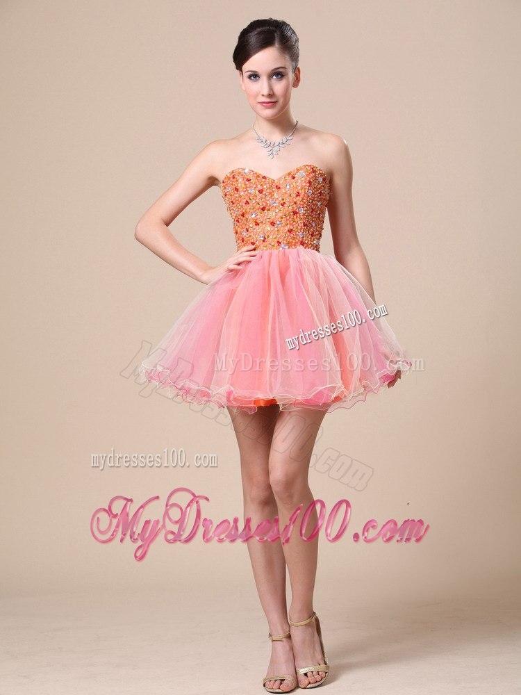2013 Pink Sweetheart Custom Made Cocktail Dress with Beaded Bodice
