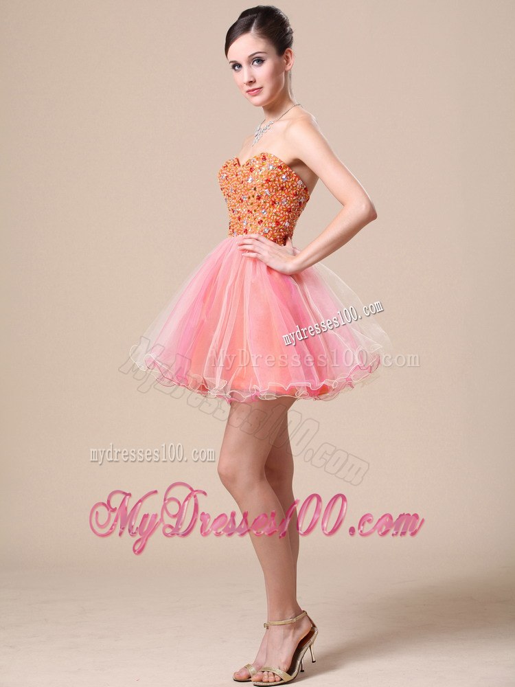 2013 Pink Sweetheart Custom Made Cocktail Dress with Beaded Bodice