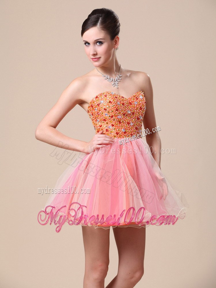 2013 Pink Sweetheart Custom Made Cocktail Dress with Beaded Bodice