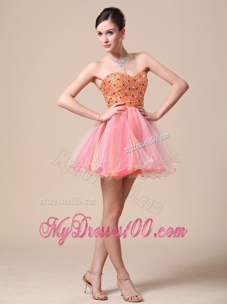 2013 Pink Sweetheart Custom Made Cocktail Dress with Beaded Bodice