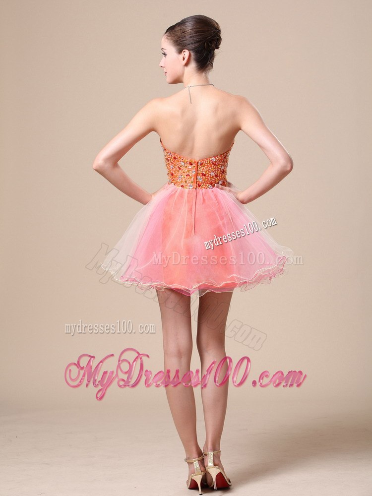 2013 Pink Sweetheart Custom Made Cocktail Dress with Beaded Bodice