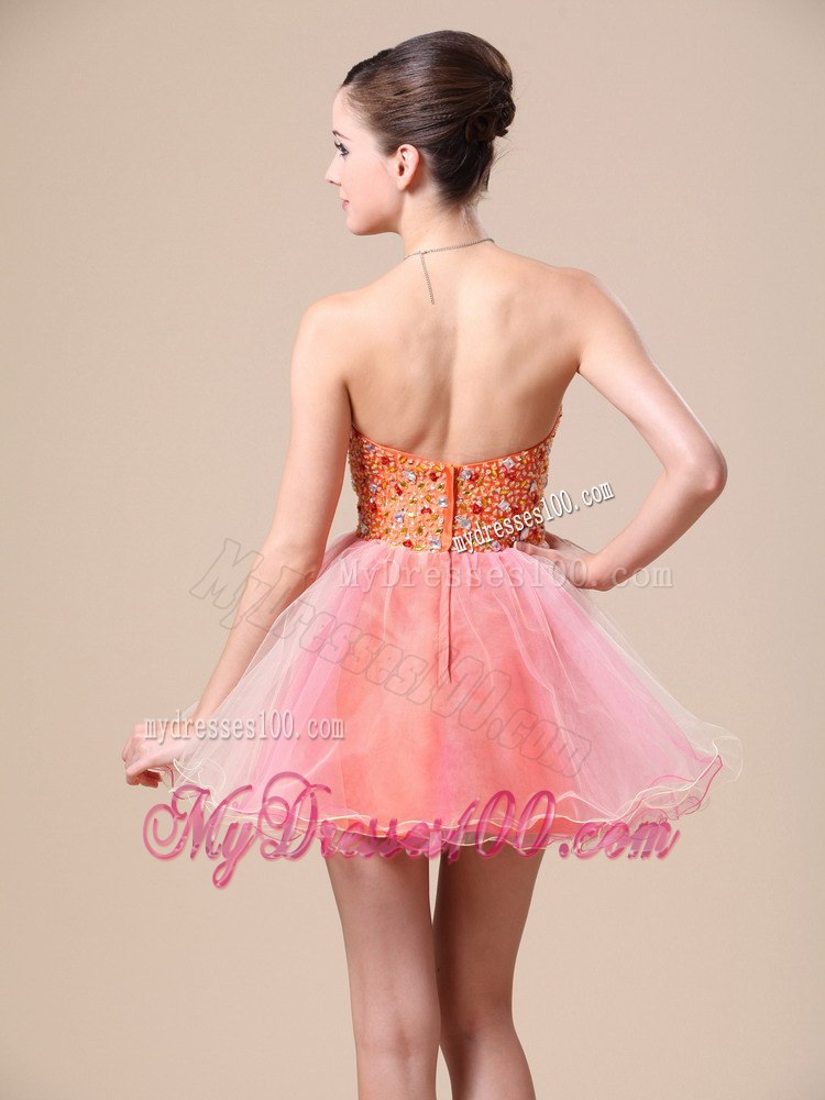 2013 Pink Sweetheart Custom Made Cocktail Dress with Beaded Bodice
