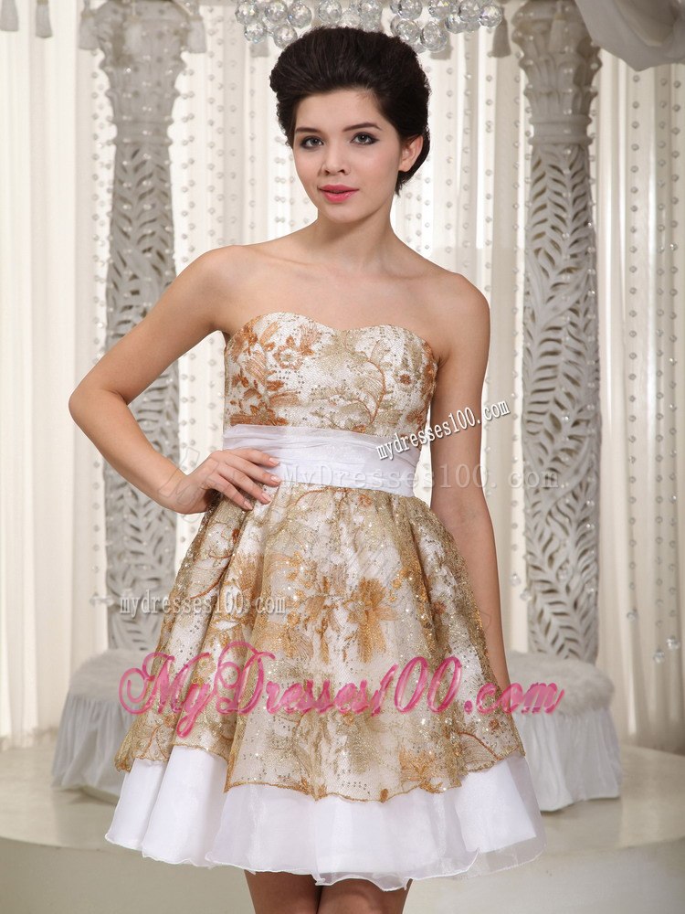 Sweetheart Champagne Cocktail Dress With Appliques Decorate 2013